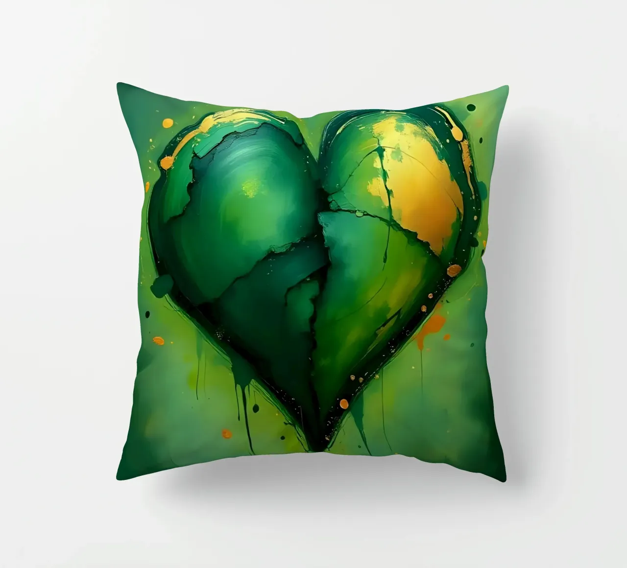 cuore_verde_oro_4 cuscino da Pink- und LoveArt by LK