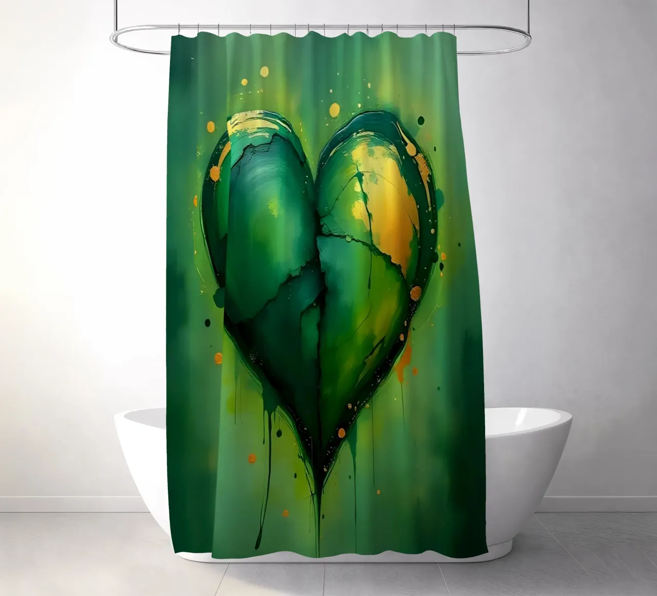 cuore_verde_oro_4 tenda da doccia da Pink- und LoveArt by LK