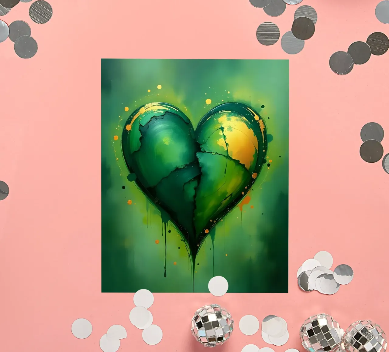 cœur_vert_or_4 autocollant de Pink- und LoveArt by LK