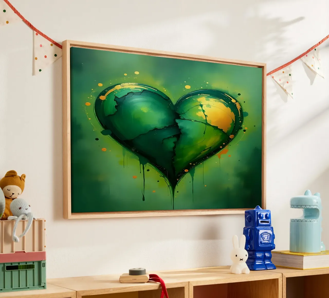cœur_vert_or_4 toile avec Caisse américaine de Pink- und LoveArt by LK