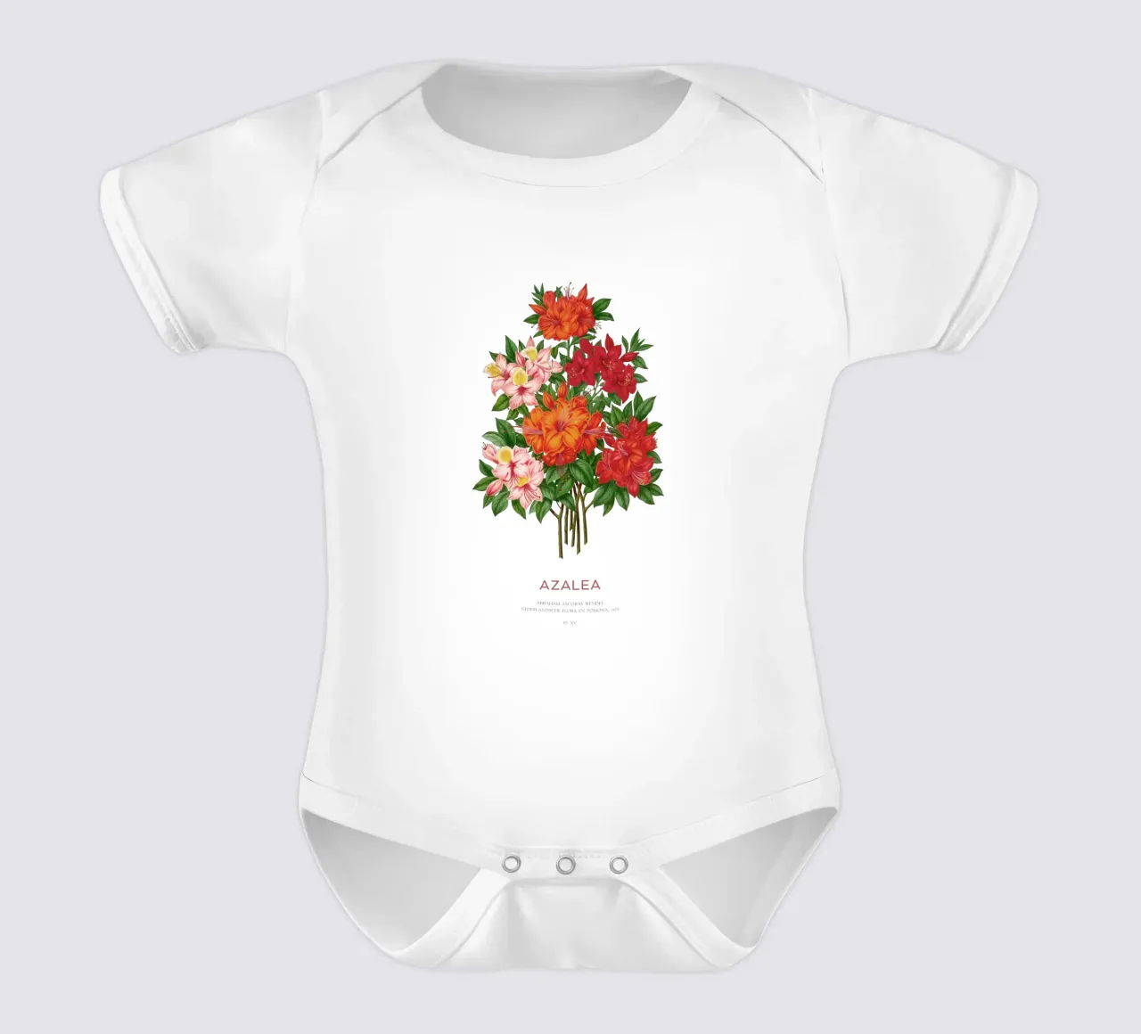 Fiori di azalea o rododendro body neonato maniche corte da Vintagrafica