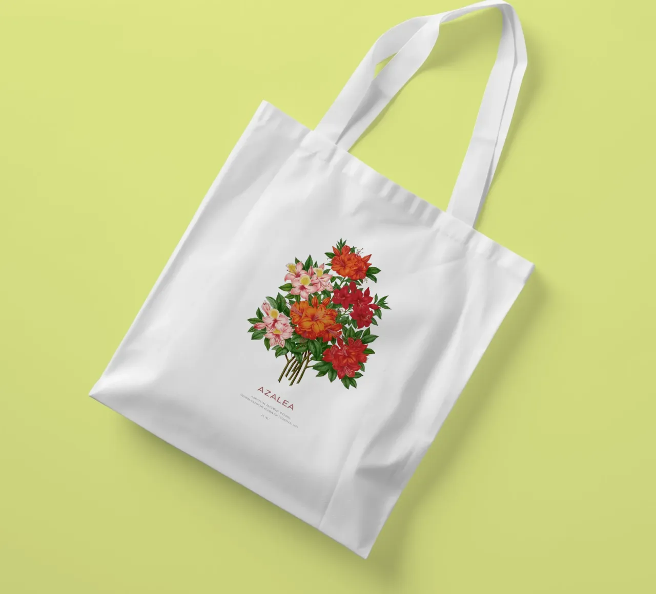 Fiori di azalea o rododendro borsa in juta da Vintagrafica