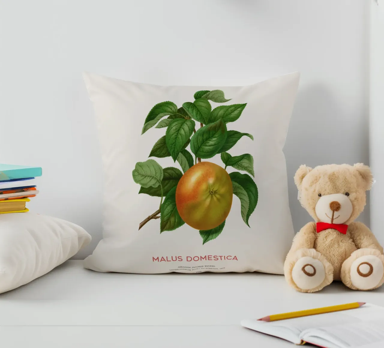 Botanical Apple Blossom Art or Malus domestica decorative cushion by Vintagrafica