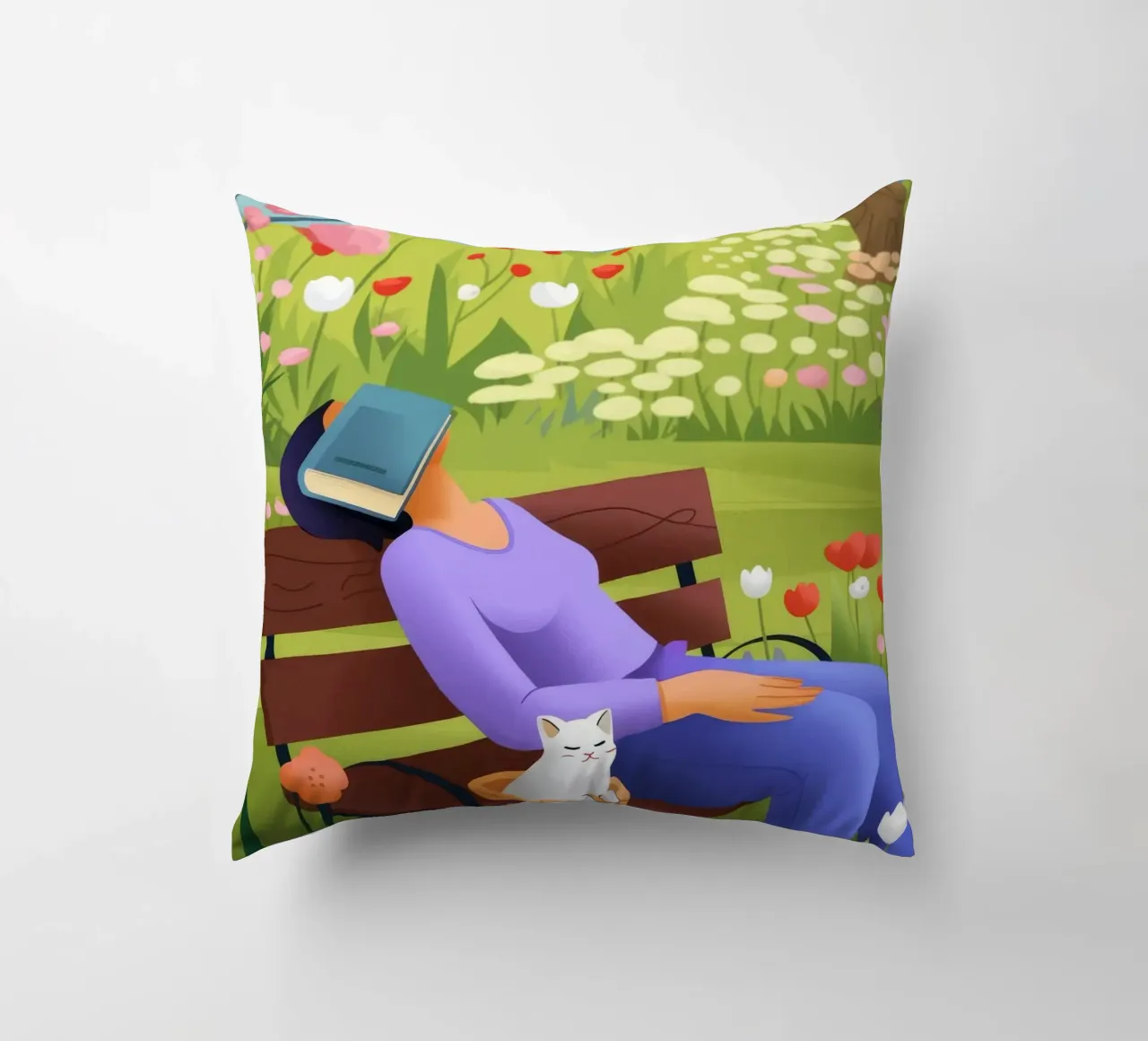 Sieste paisible dans un parc coussin de Lumina Vision