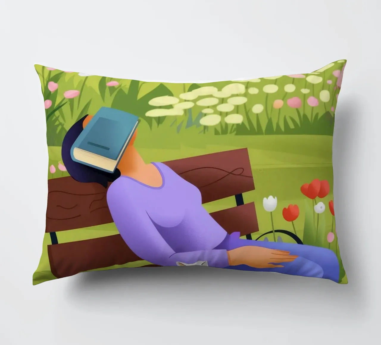 Sieste paisible dans un parc coussin de Lumina Vision
