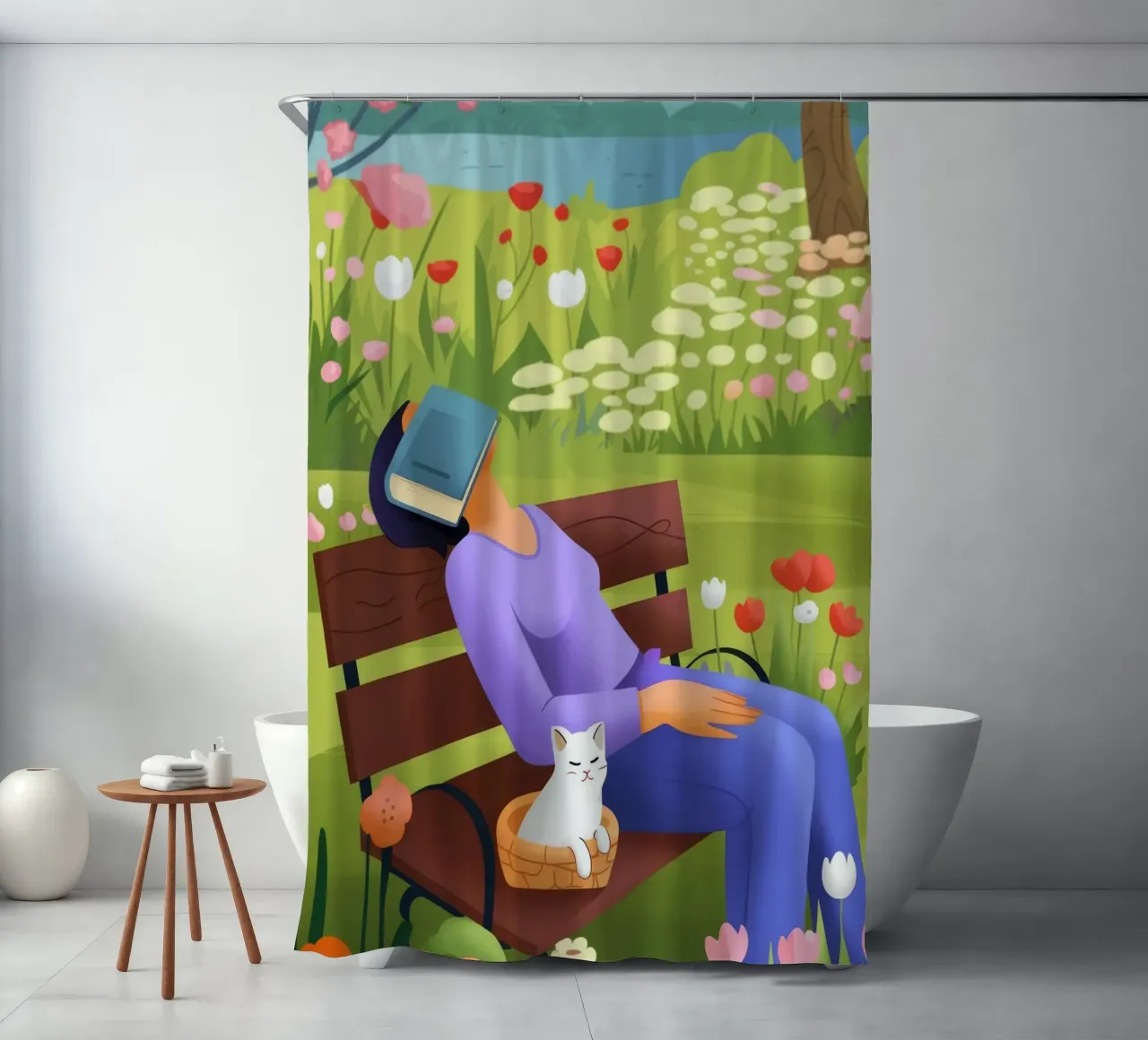 Sieste paisible dans un parc rideau de douche de Lumina Vision