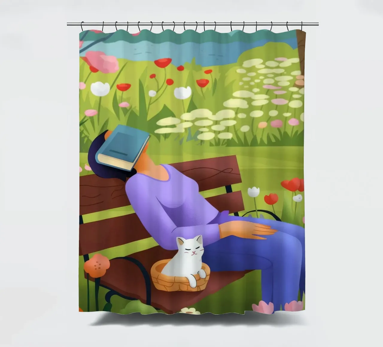Sieste paisible dans un parc rideau de douche de Lumina Vision