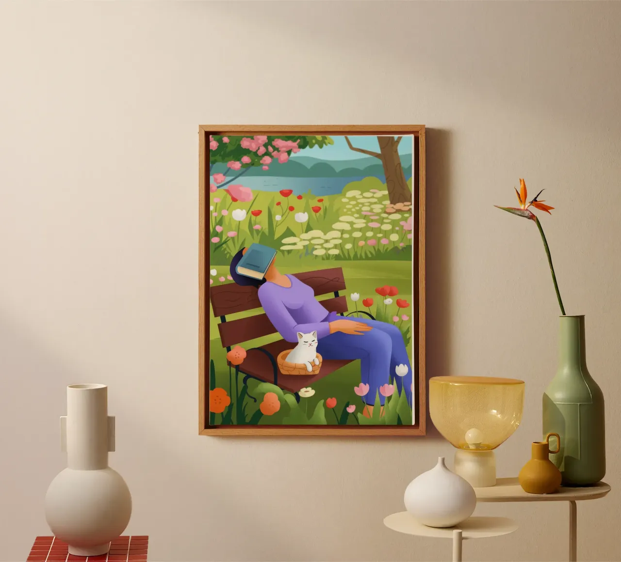 Rustig dutje in het park canvas met Baklijst van Lumina Vision