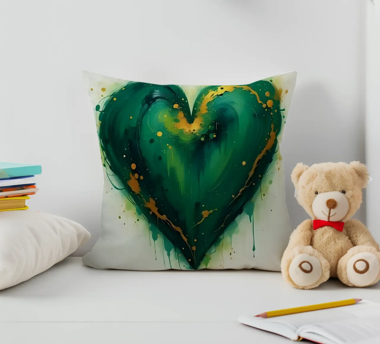 cuore_verde_oro_5 cuscino da Pink- und LoveArt by LK