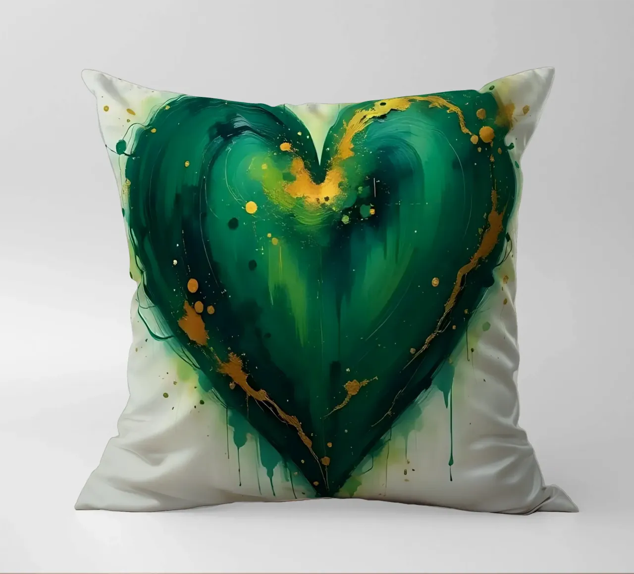 cuore_verde_oro_5 cuscino da Pink- und LoveArt by LK