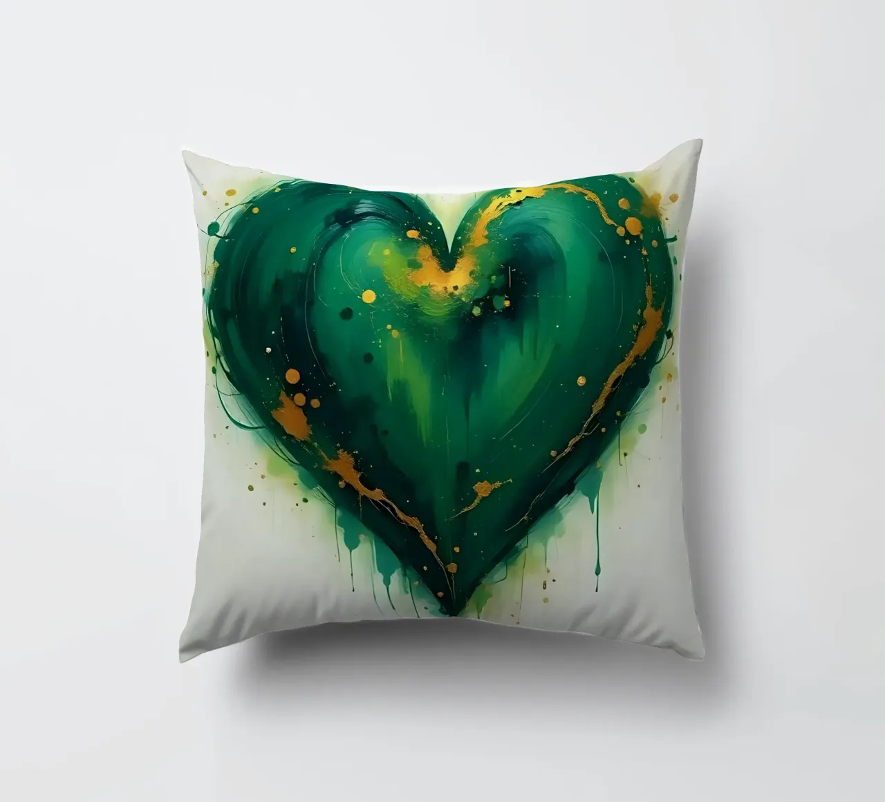 cuore_verde_oro_5 cuscino da Pink- und LoveArt by LK