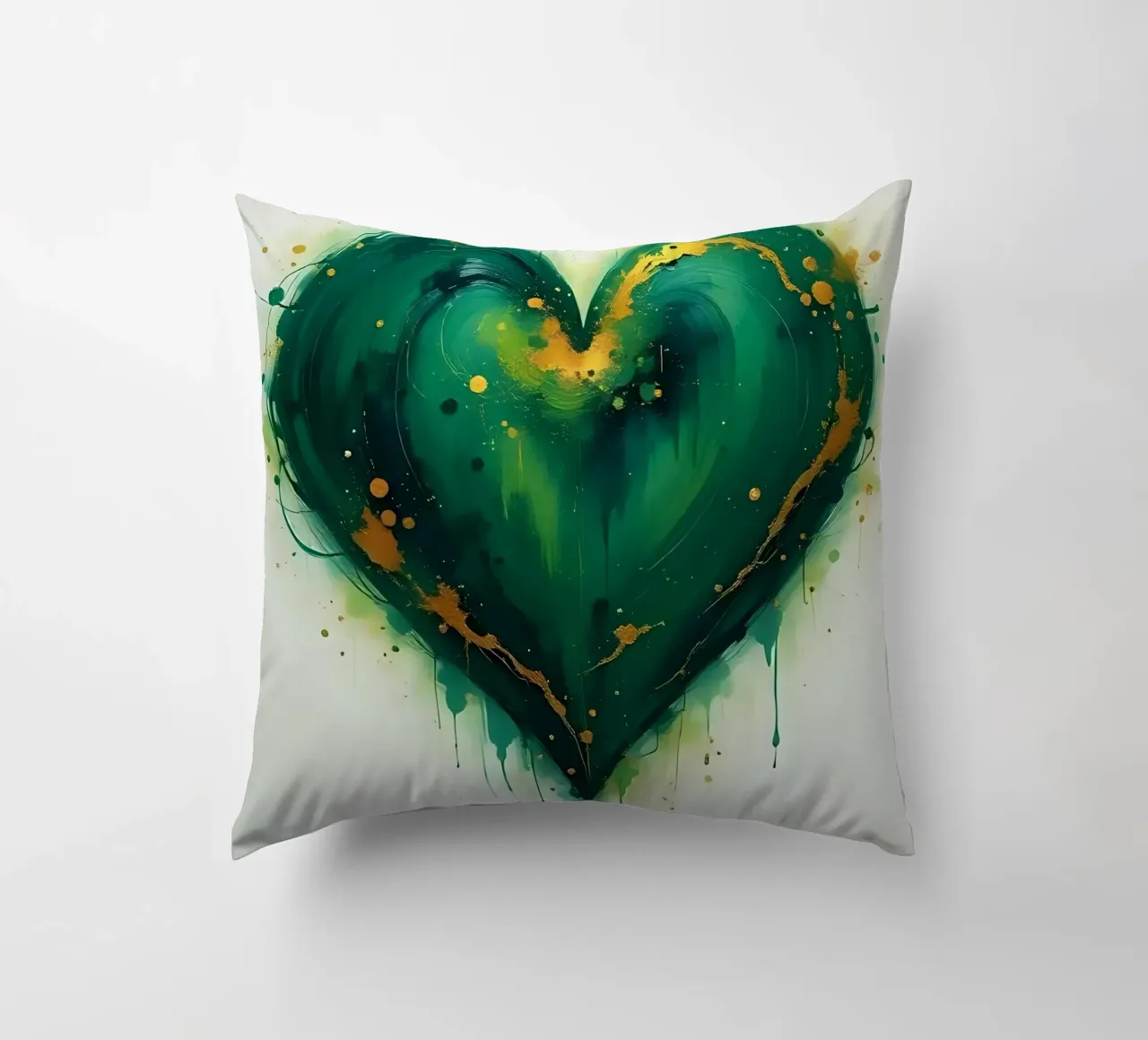 cuore_verde_oro_5 cuscino da Pink- und LoveArt by LK