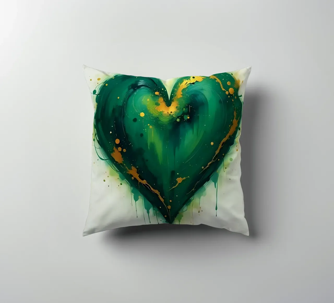 cuore_verde_oro_5 cuscino da Pink- und LoveArt by LK