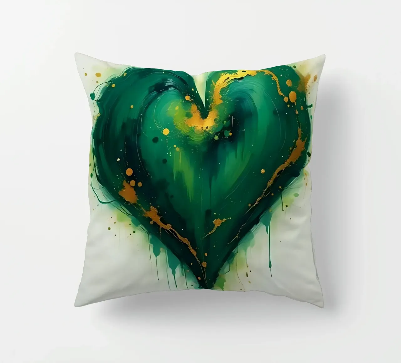cuore_verde_oro_5 cuscino da Pink- und LoveArt by LK