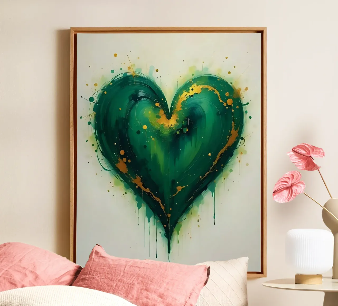 cœur_vert_or_5 toile avec Caisse américaine de Pink- und LoveArt by LK
