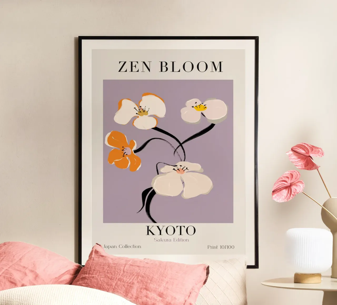 Zen Bloom Kyoto No 02 poster con telaio in alluminio da treechild