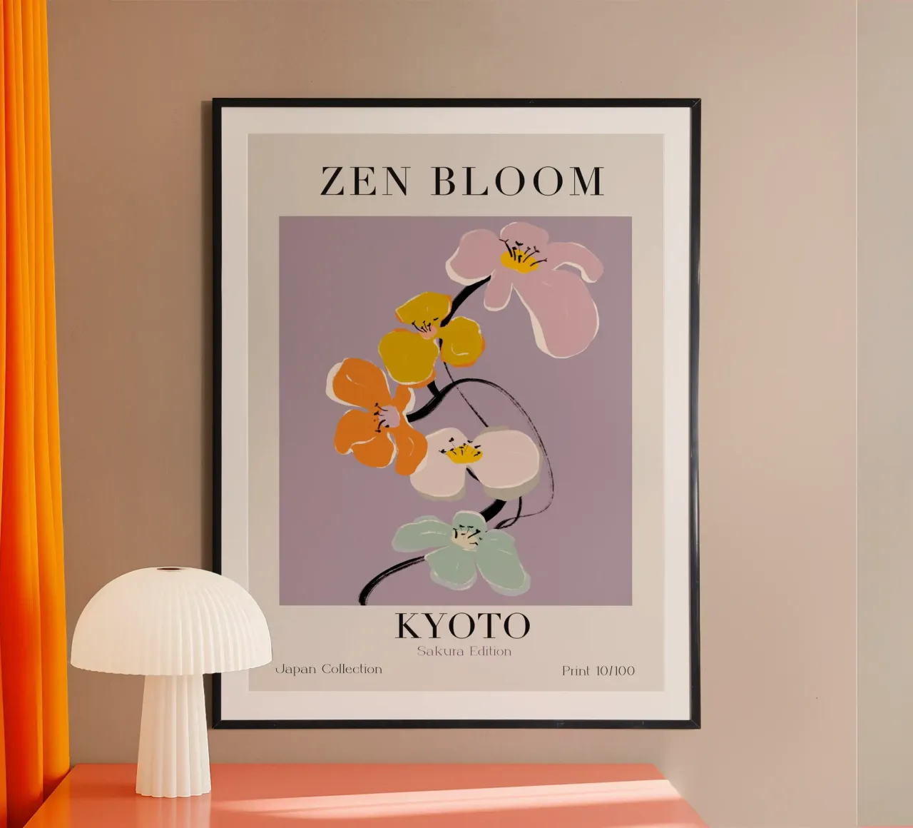 Zen Bloom Kyoto No 03 poster con telaio in legno da treechild