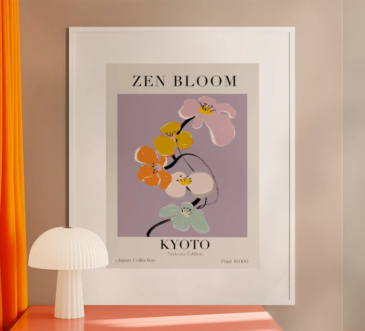 Zen Bloom Kyoto No 03 poster con telaio in legno da treechild