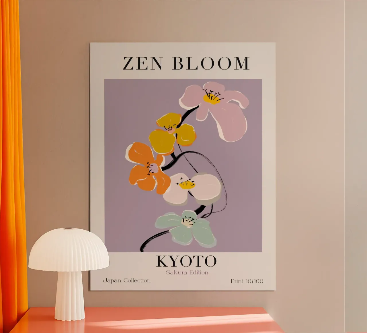Zen Bloom Kyoto No 03 poster con telaio in legno da treechild