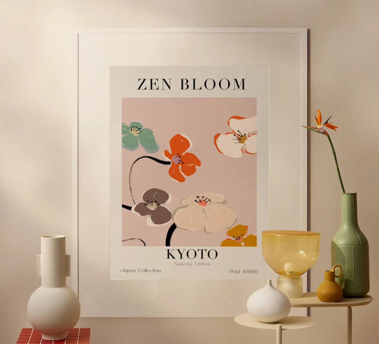 Zen Bloom Kyoto No 05 poster con telaio in alluminio da treechild
