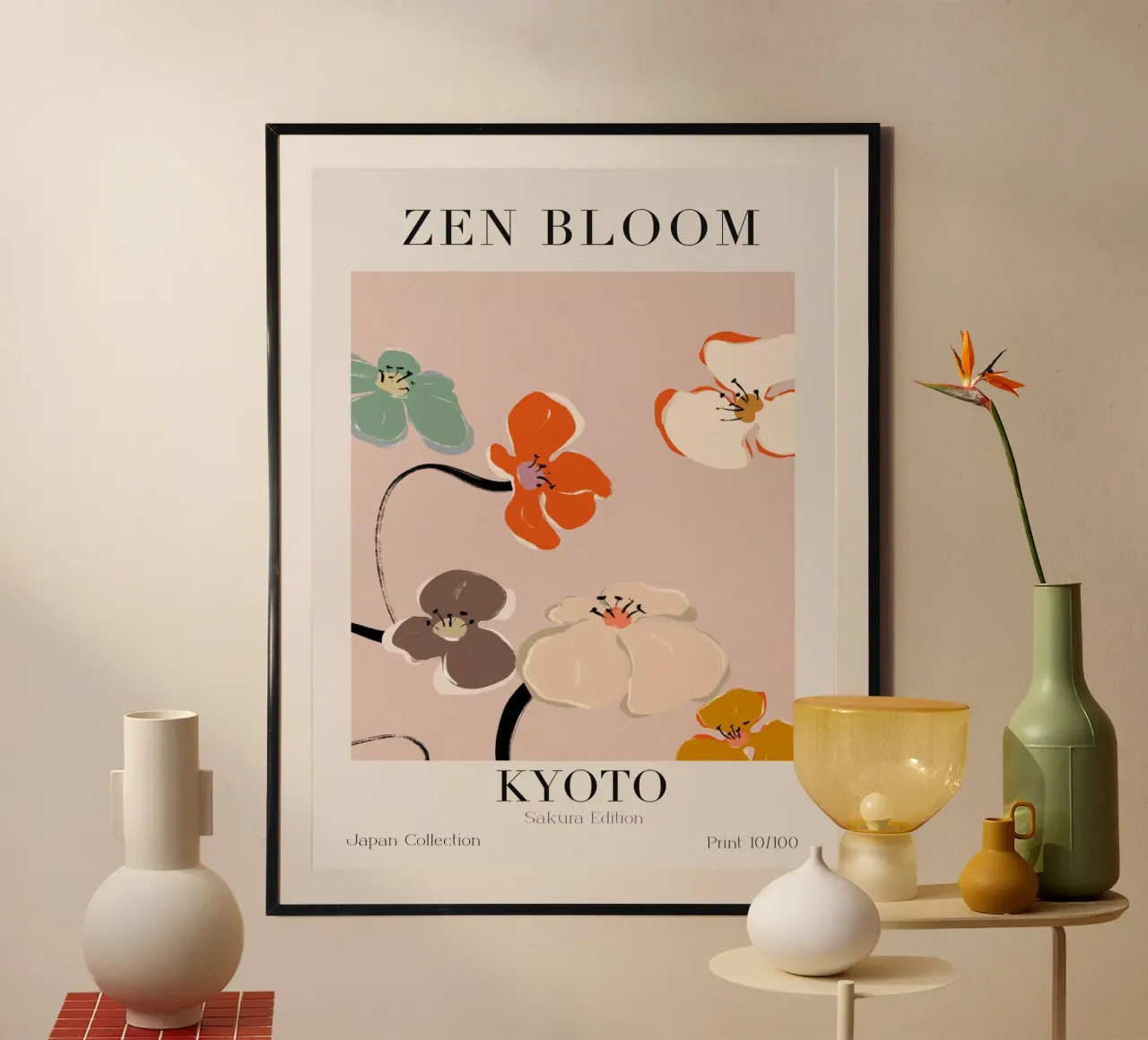 Zen Bloom Kyoto No 05 poster con telaio in alluminio da treechild