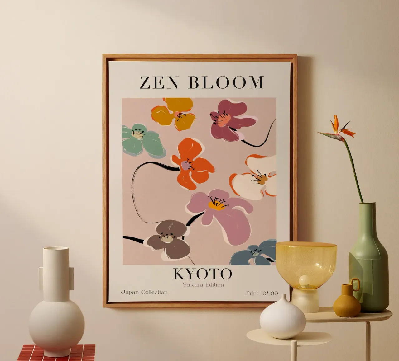 Zen Bloom Kyoto No 06 tela con Cornice a cassetta da treechild