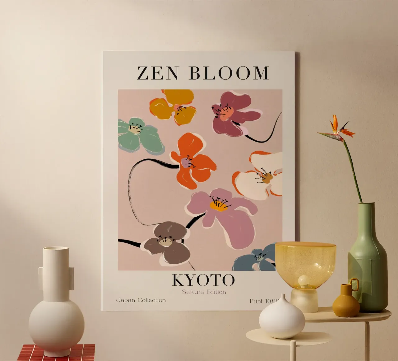 Zen Bloom Kyoto No 06 tela con Cornice a cassetta da treechild