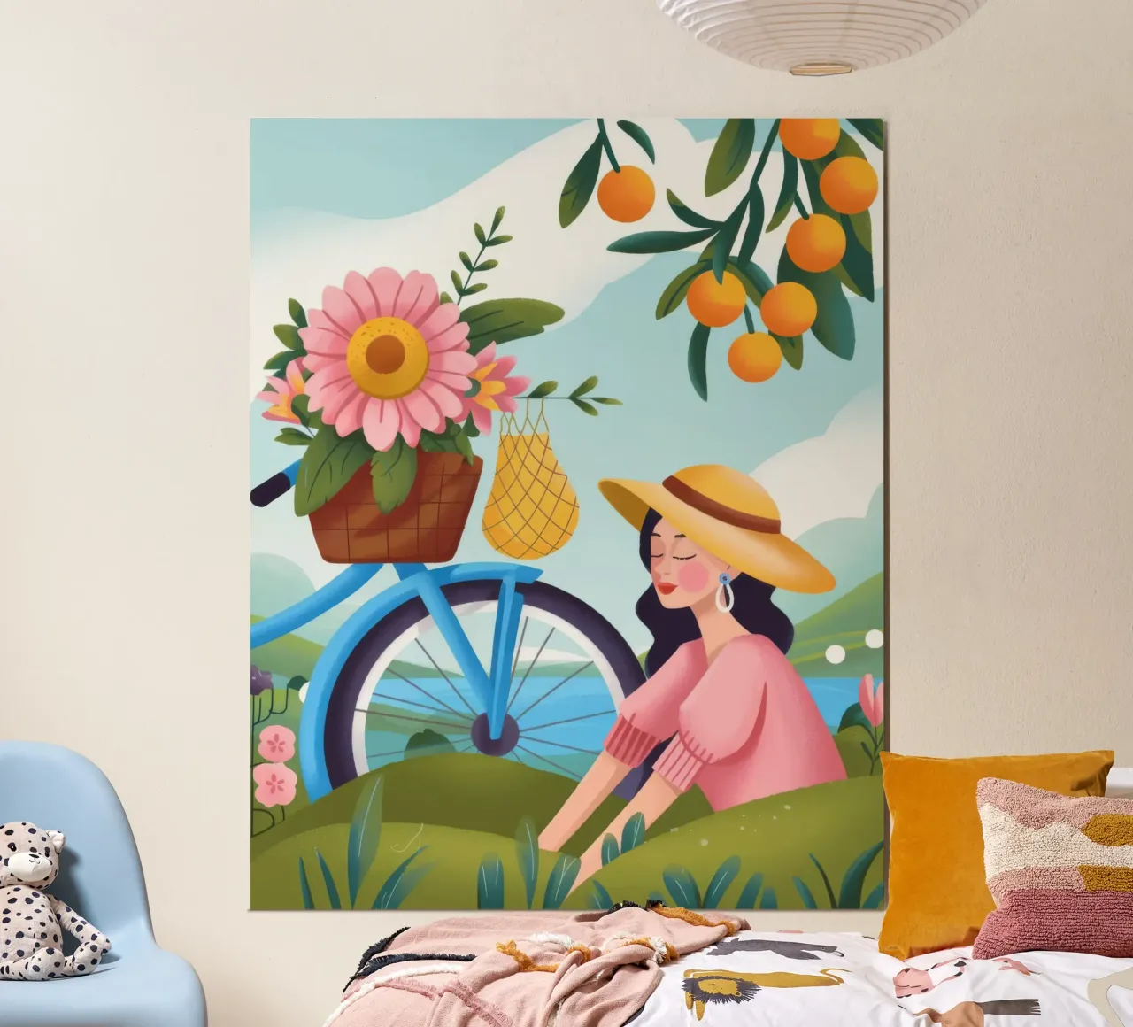 Viaggio in bicicletta in fiore poster con telaio in alluminio da Lumina Vision