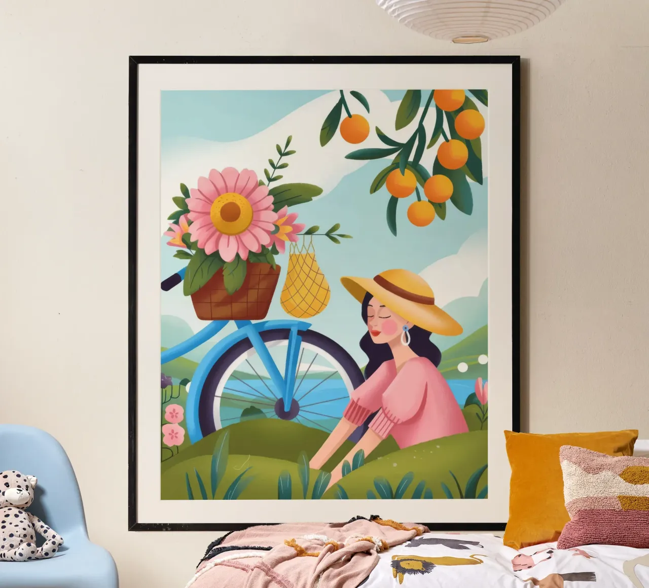 Viaggio in bicicletta in fiore poster con telaio in alluminio da Lumina Vision