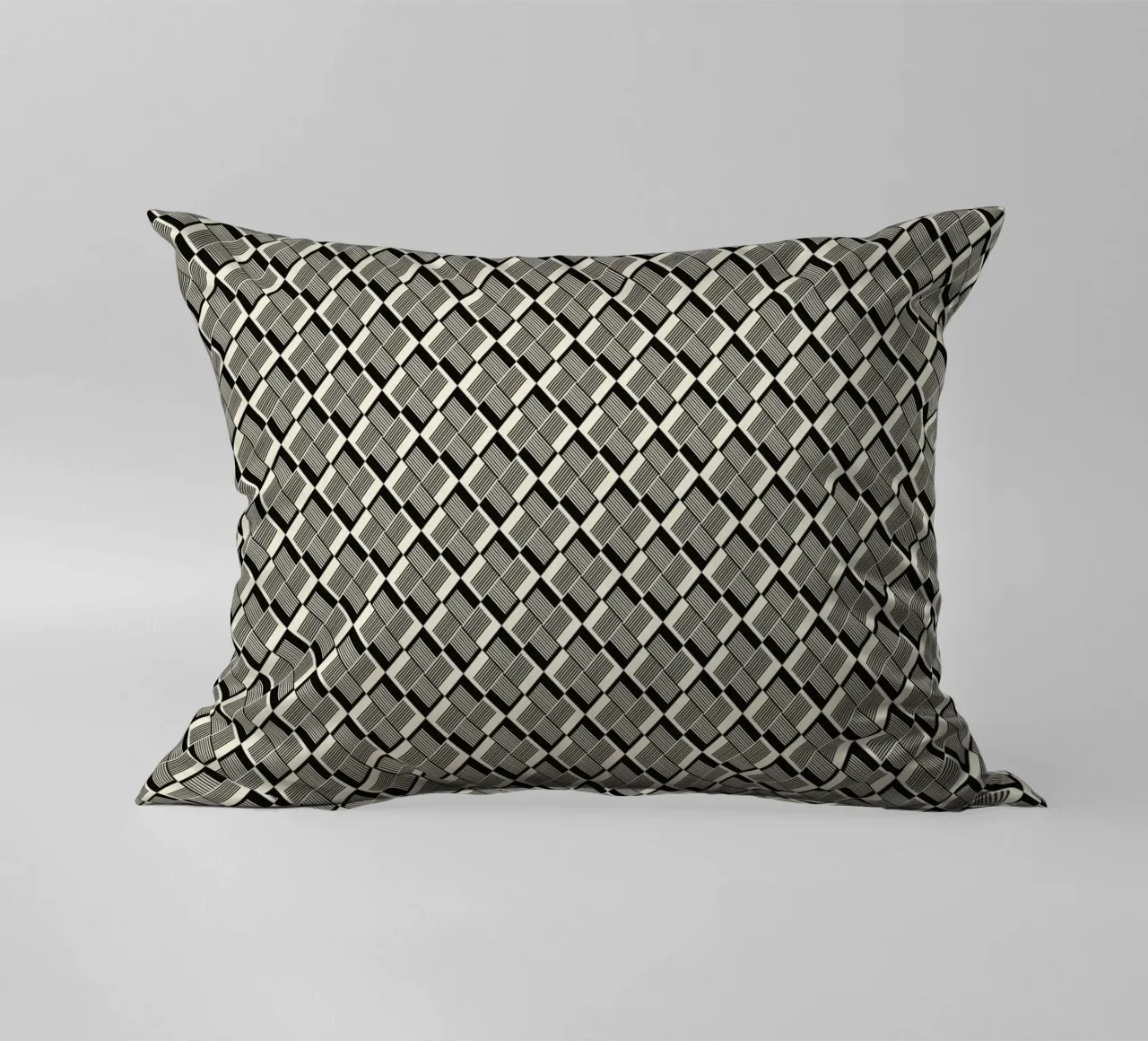 Motivo geometrico bianco e nero iv cuscino da Little Dean