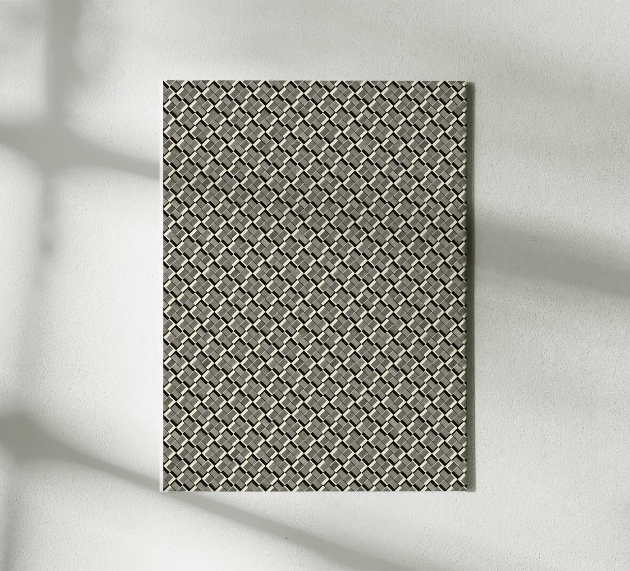 Black And White Geometric Pattern iv canvas with Floater frame by Little Dean