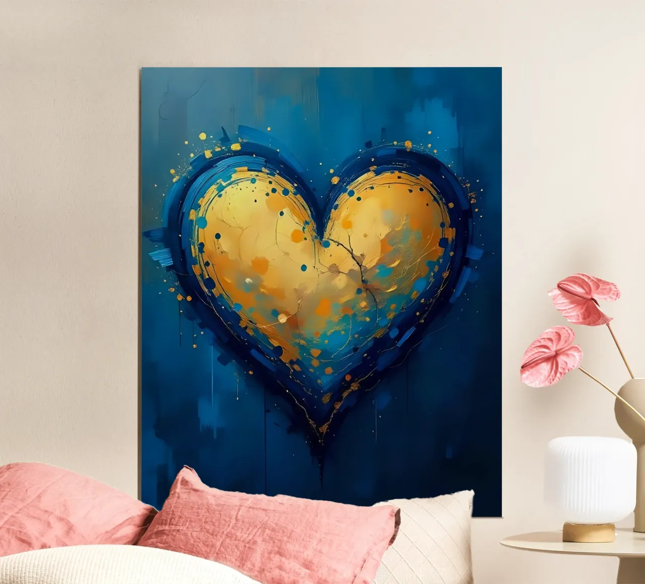 heart_blue_gold_1 poster by Pink- und LoveArt by LK