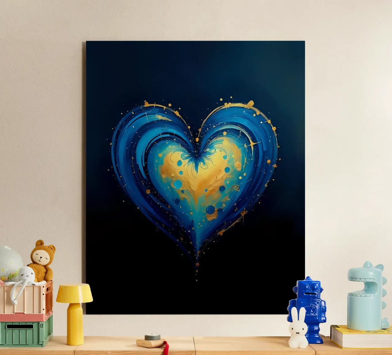 cuore_blu_oro_3 alluminio dibond da Pink- und LoveArt by LK