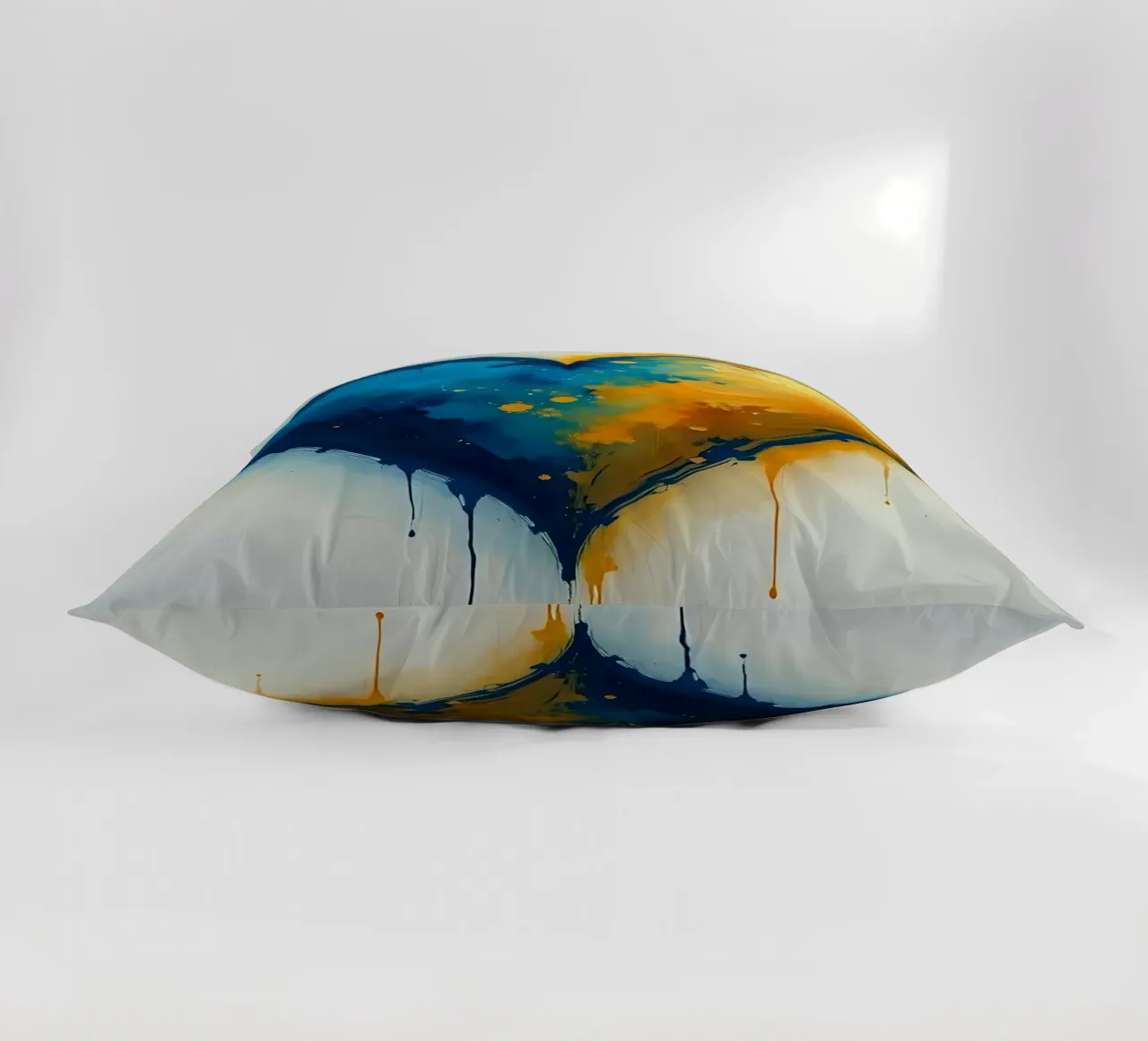 heart_blue_gold_4 decorative cushion by Pink- und LoveArt by LK