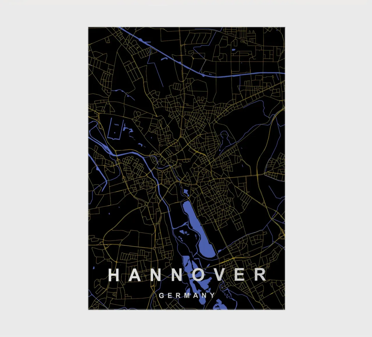 Hannover Germania - Mappa della città in nero e oro diario da Cartographers Library