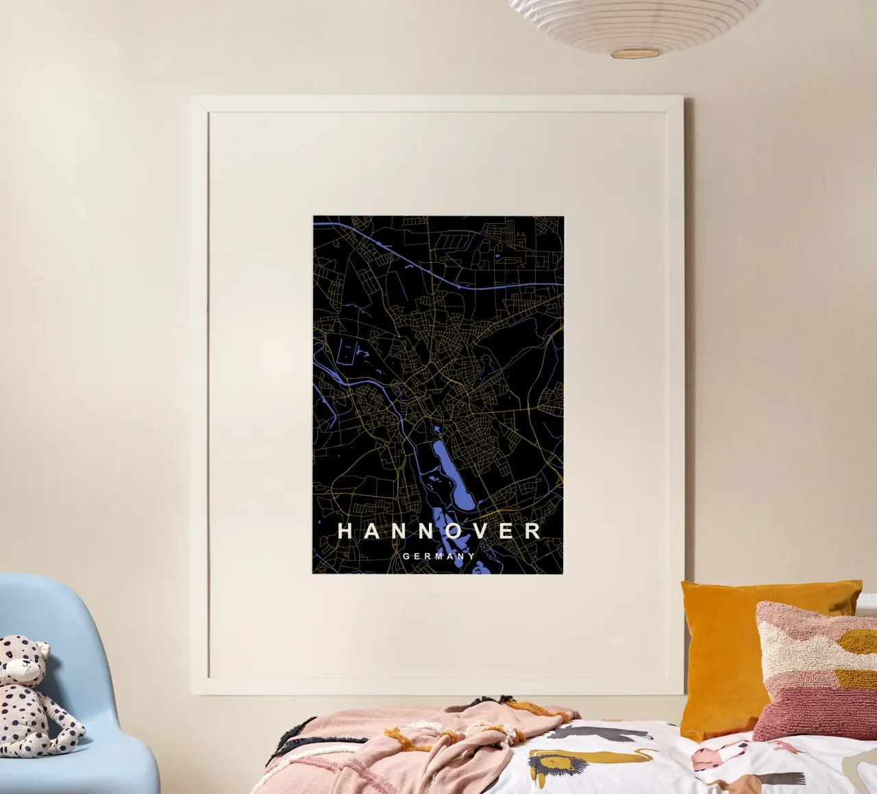 Hannover Germania - Mappa della città in nero e oro poster da Cartographers Library