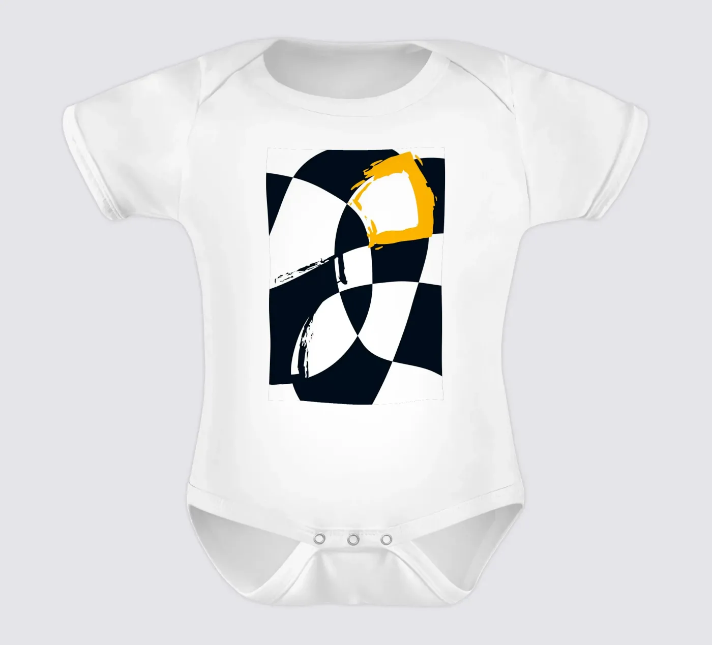 Geometric patterns short-sleeve baby romper by LisaArtes