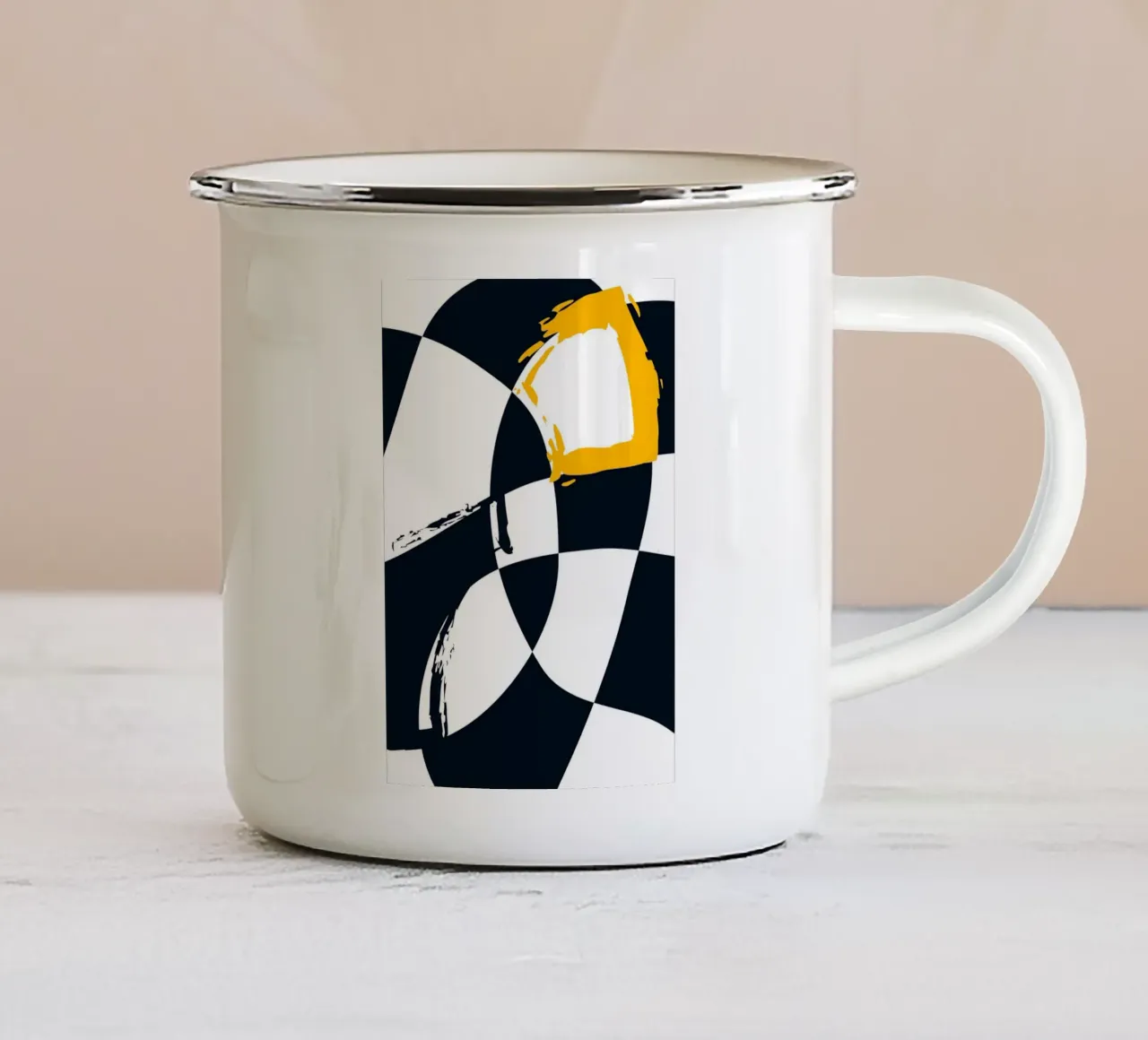 Geometric patterns emaille mok van LisaArtes