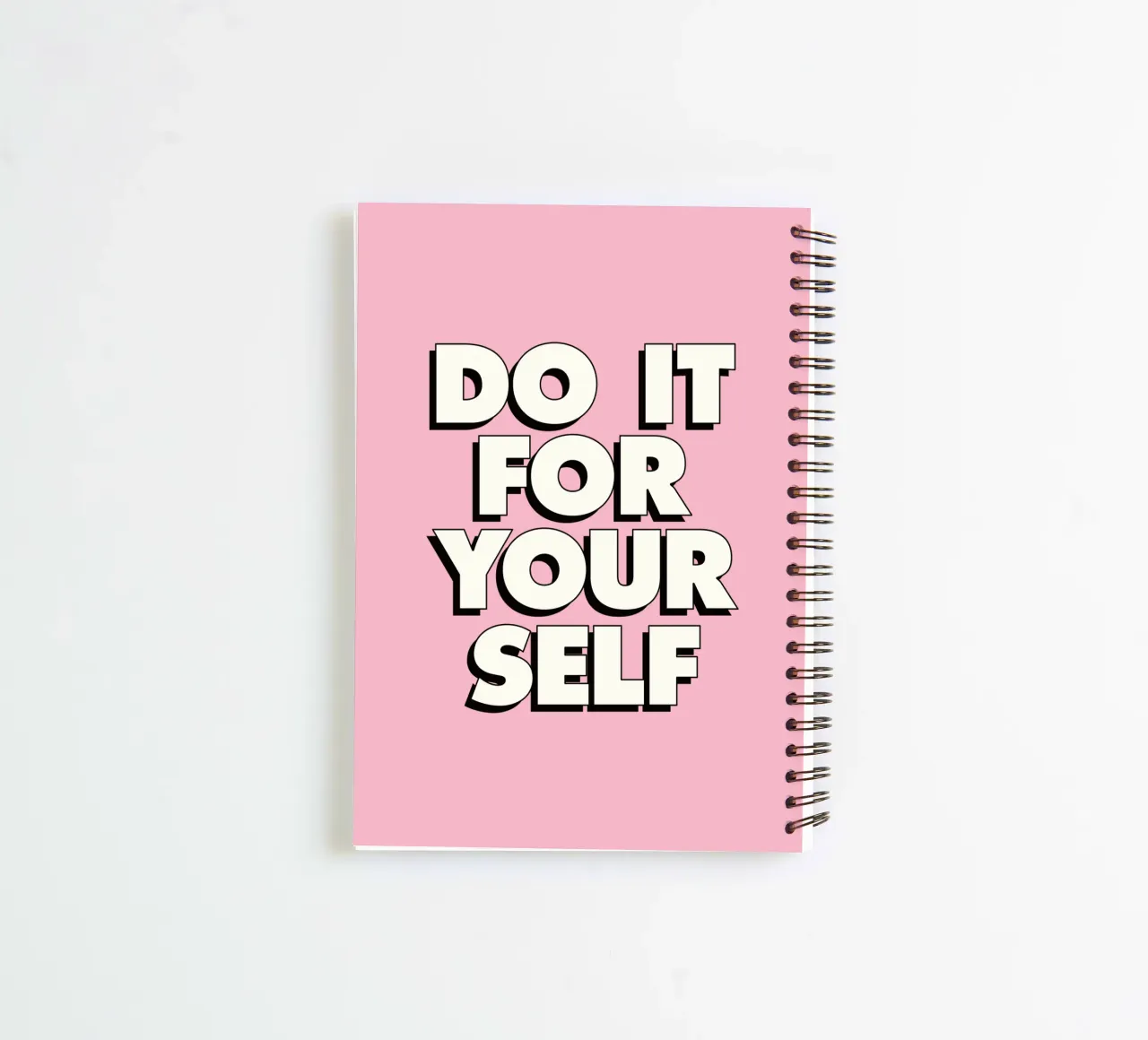 Do It For Yourself Typography Print in Black White and Pink spiral notebook by THE MOTIVATED TYPE