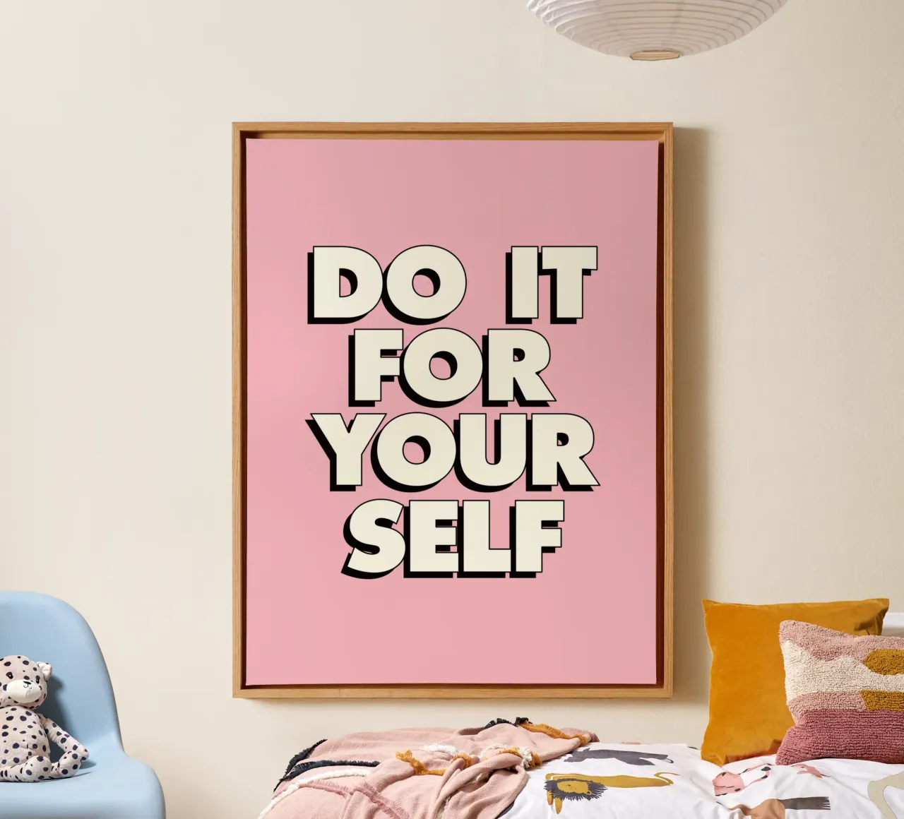 Do It For Yourself Typography Print in Black White and Pink canvas by THE MOTIVATED TYPE