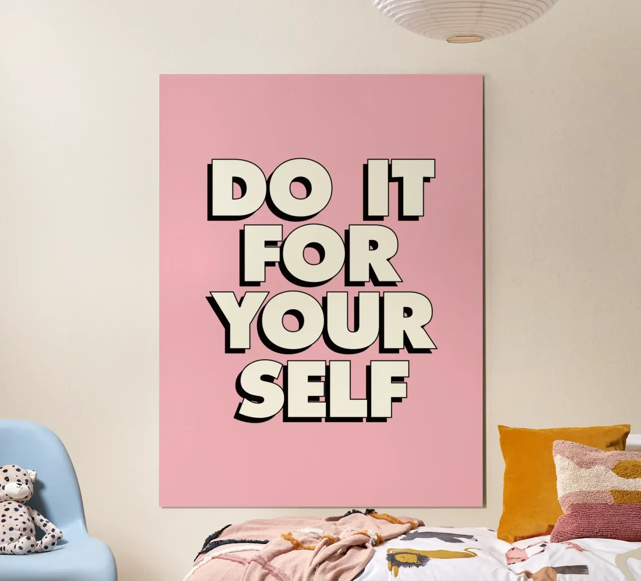 Do It For Yourself Typography Print in Black White and Pink hahnemühle by THE MOTIVATED TYPE