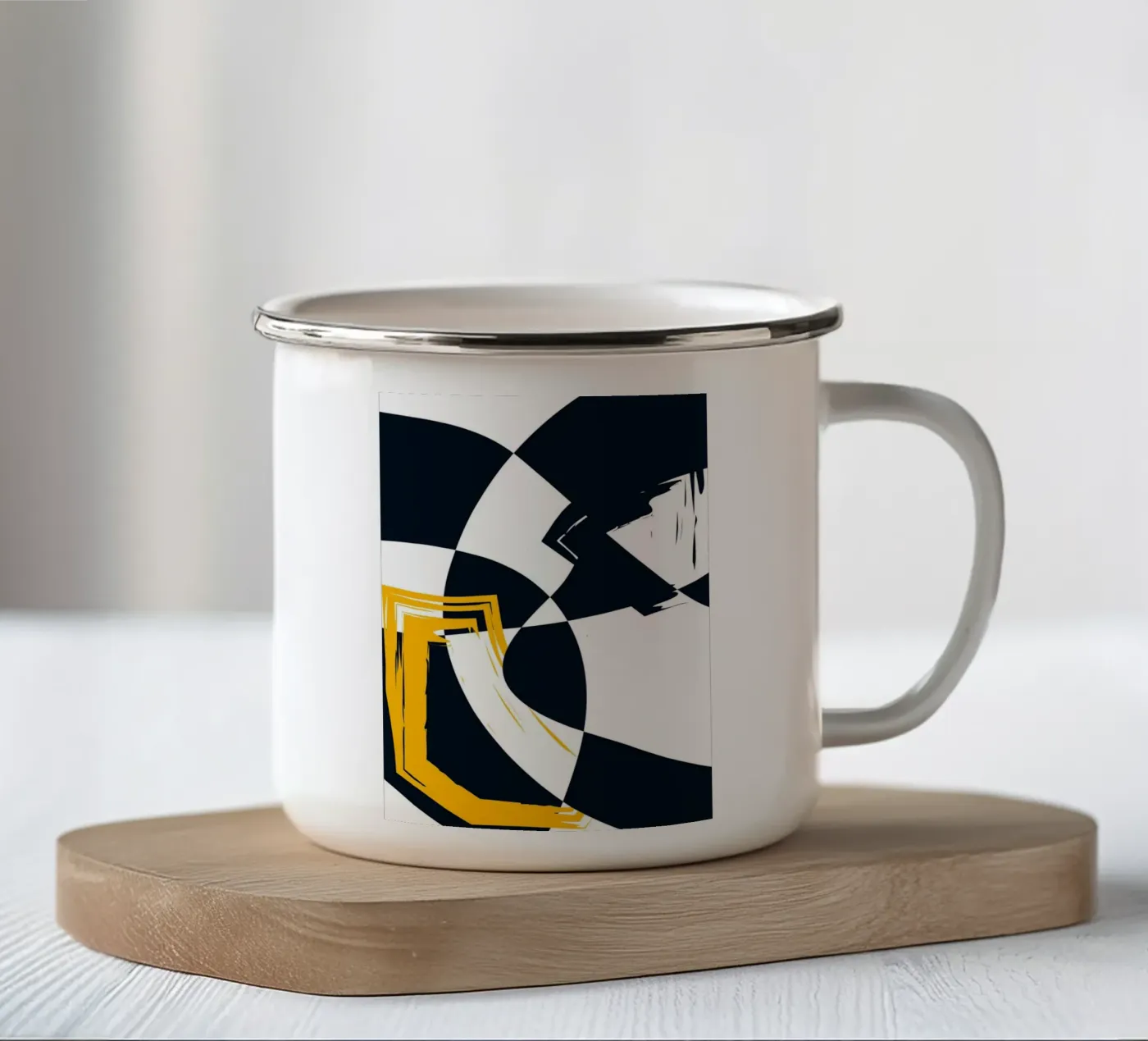Dynamic composition enamel mug by LisaArtes