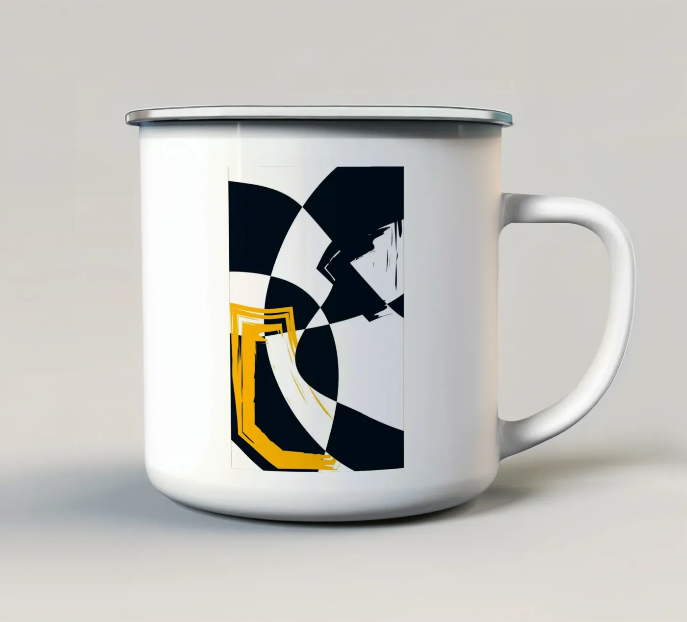 Dynamic composition enamel mug by LisaArtes