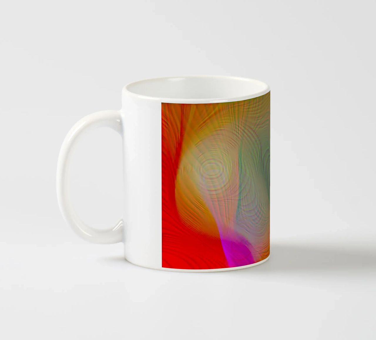 Abstract in summer colours, matt surface in line structure ceramic mug by Gürsel Yesil Digital Art