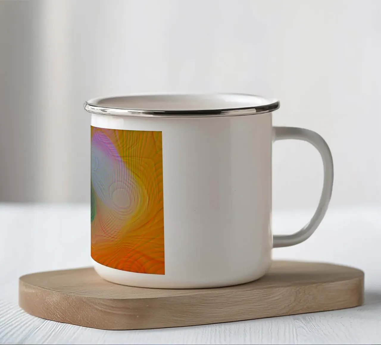 Abstrait en couleurs estivales, surface mate en structure de lignes mug en émail de Gürsel Yesil Digital Art