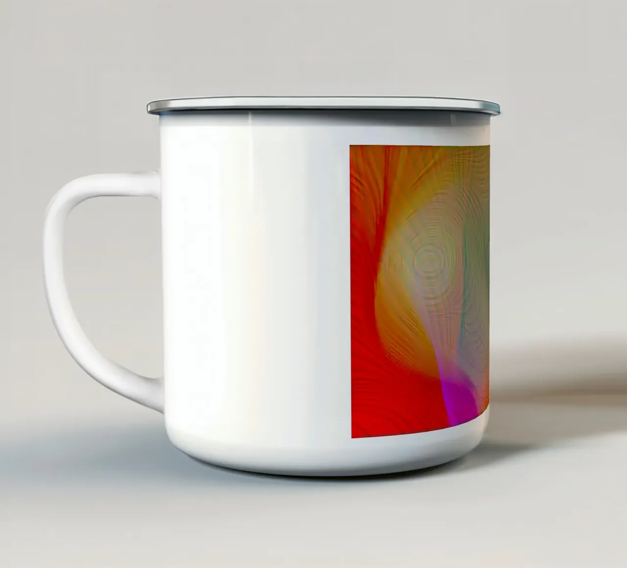 Abstrait en couleurs estivales, surface mate en structure de lignes mug en émail de Gürsel Yesil Digital Art