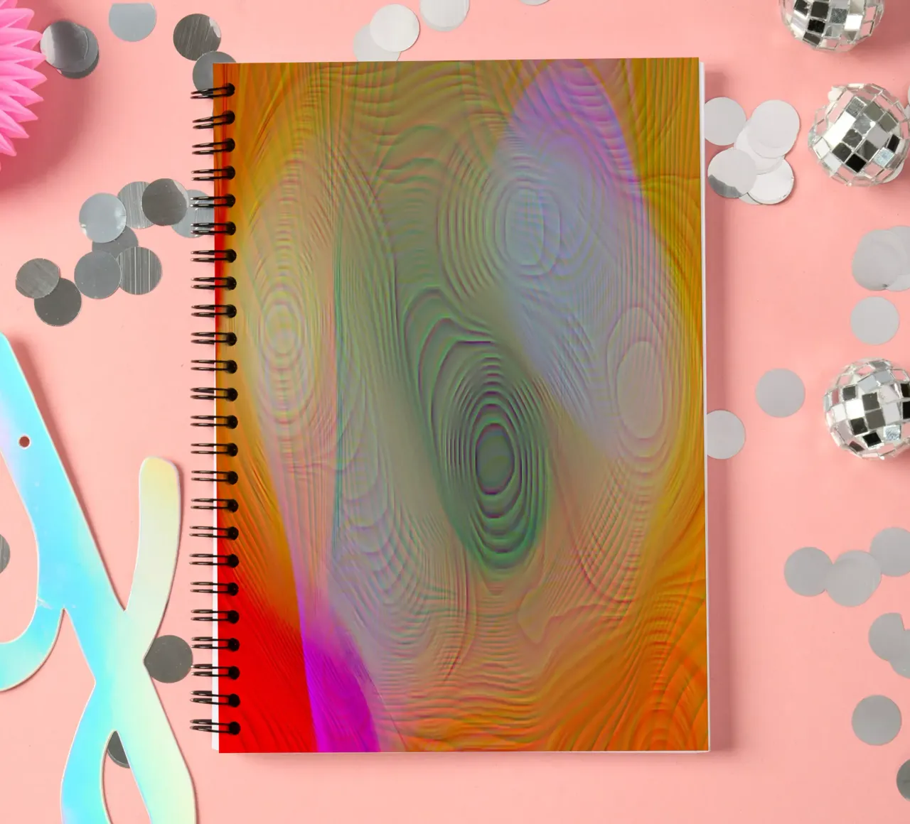 Abstract in summer colours, matt surface in line structure spiral notebook by Gürsel Yesil Digital Art