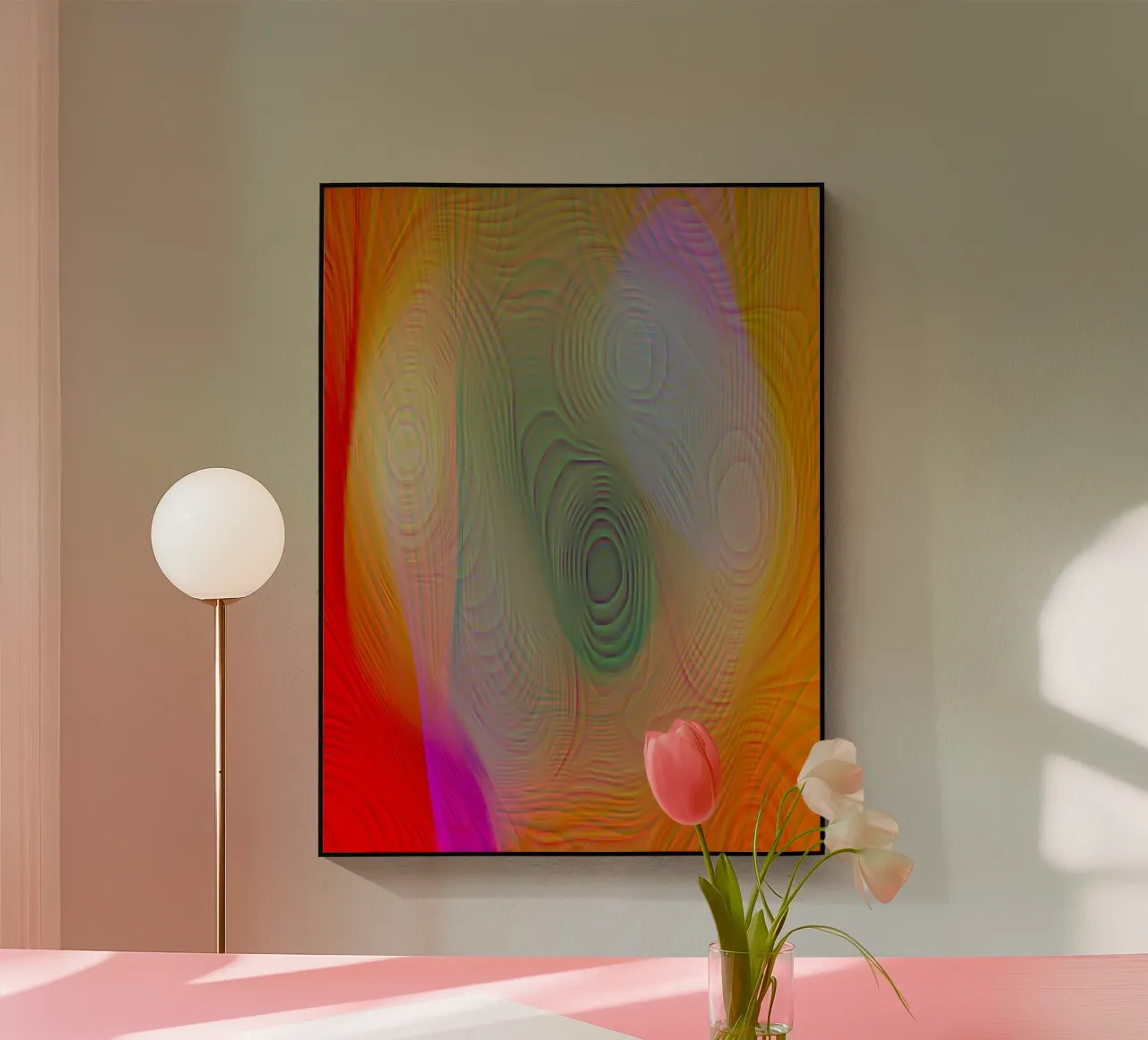 Abstract in summer colours, matt surface in line structure acrylic glass by Gürsel Yesil Digital Art