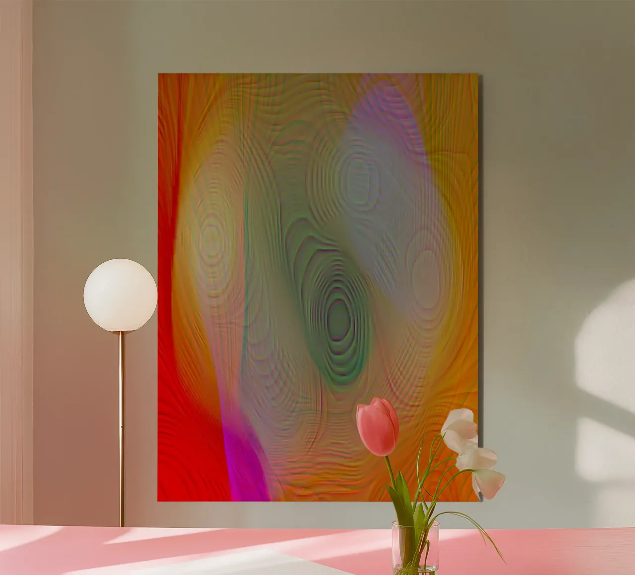 Abstrakt in Sommerfarben, Oberfläche matt in Linienstruktur Alu-Dibond von Gürsel Yesil Digital Art