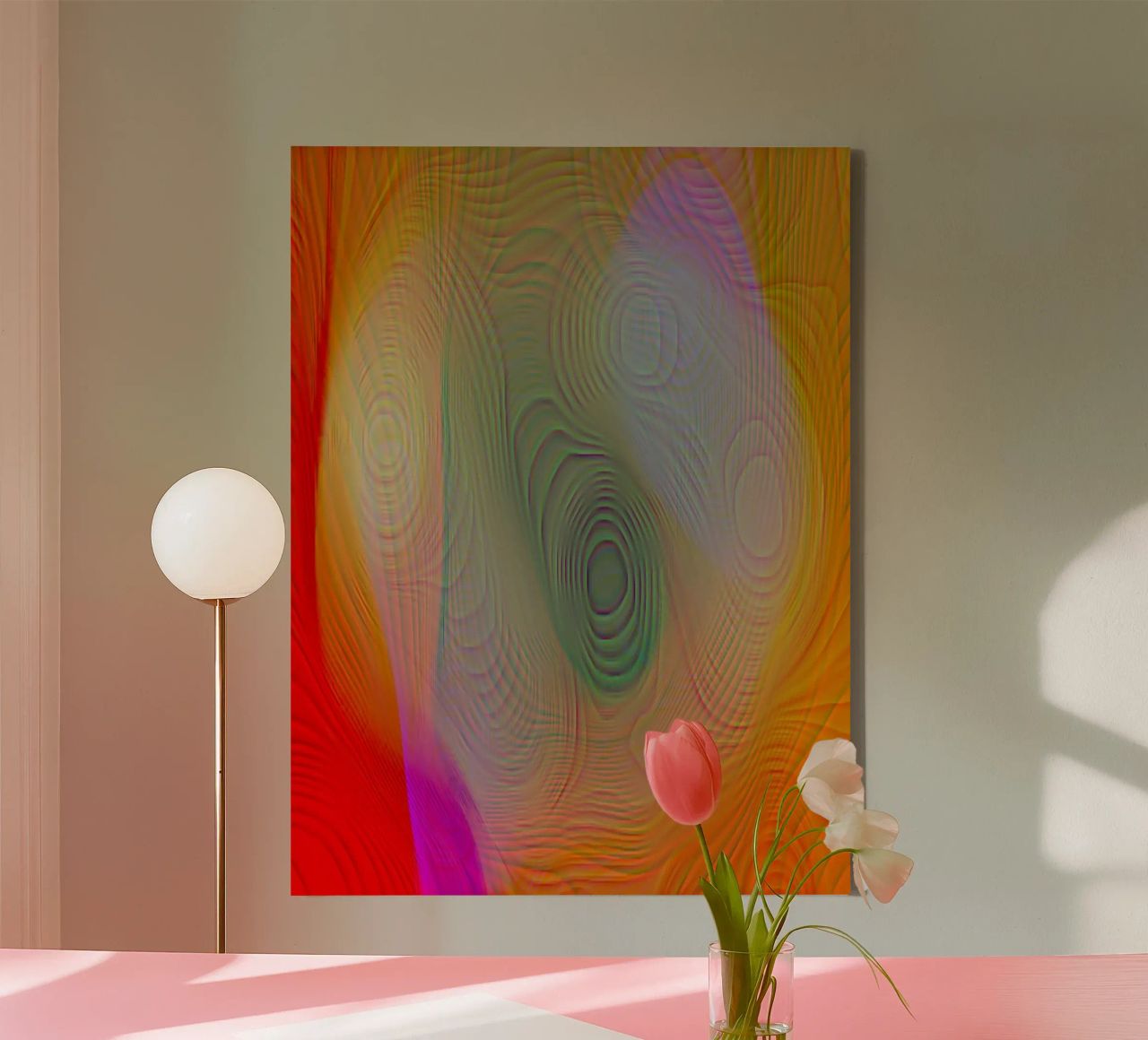 Abstract in summer colours, matt surface in line structure canvas by Gürsel Yesil Digital Art
